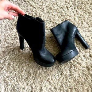 Black leather ankle booties